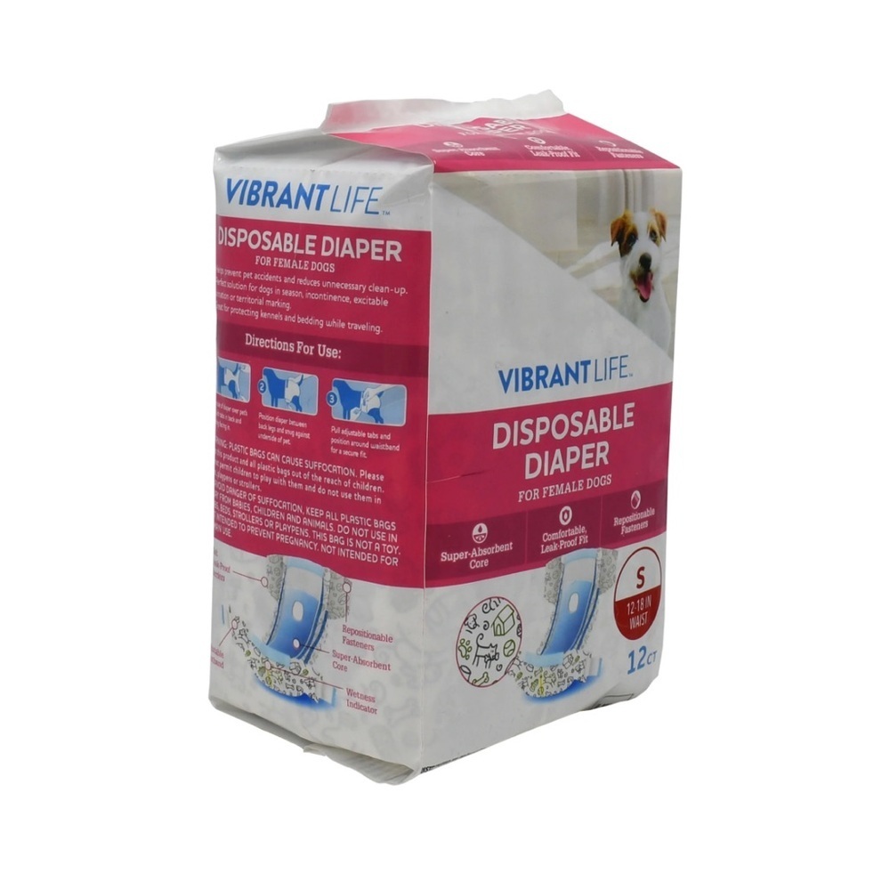 Vibrant Life Disposable Diapers for Female Dogs, Size: Small- NWT